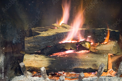 warm winter fire place