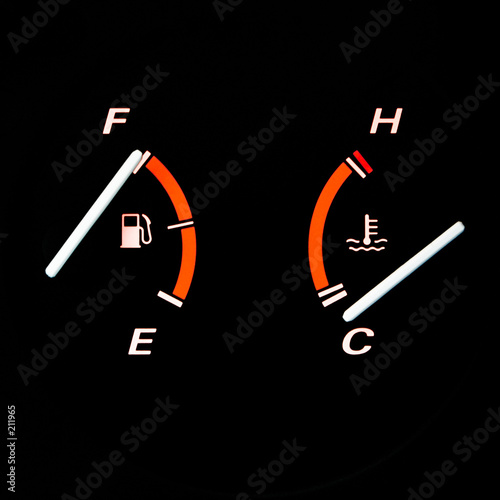detail: glowing fuel and temperature guages photo