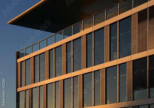 corporate building in the sunset