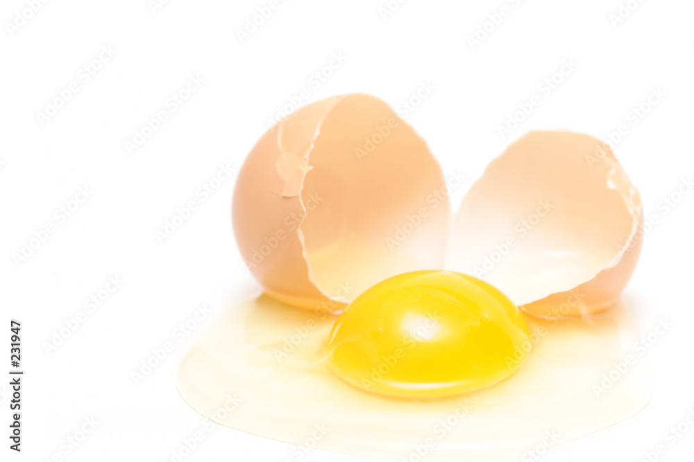 broken egg over white broken egg over white