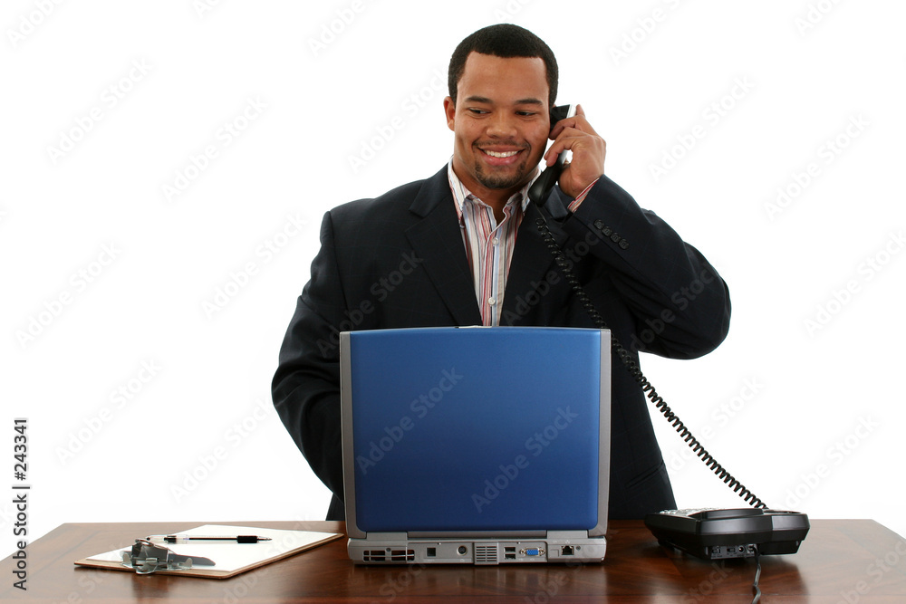 business man with laptop on phone business man with laptop on phone
