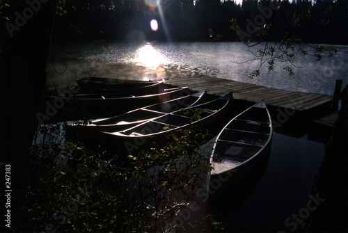 early morning canoes