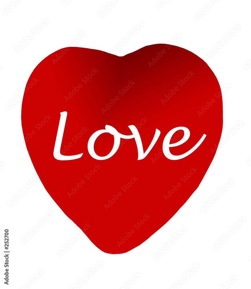 red heart with love-clipping path