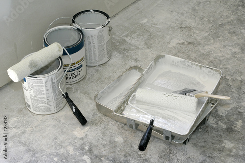 paint, rollers and pans