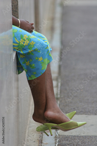 lady legs in green shoes