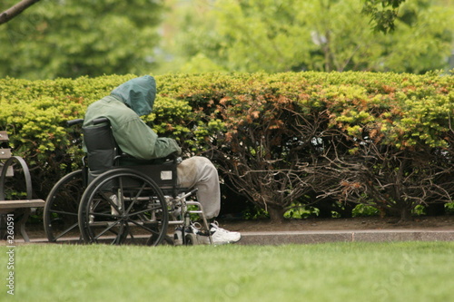 homeless man in wheel chair