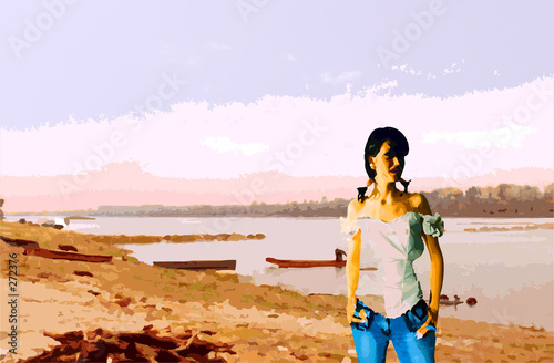 girl on bank of river