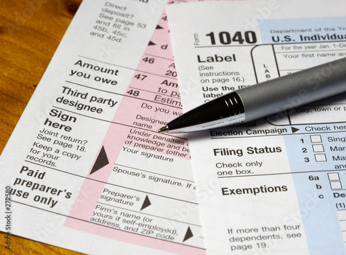 tax forms & pen