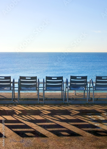 blue chairs in nice - france - cote d'azur