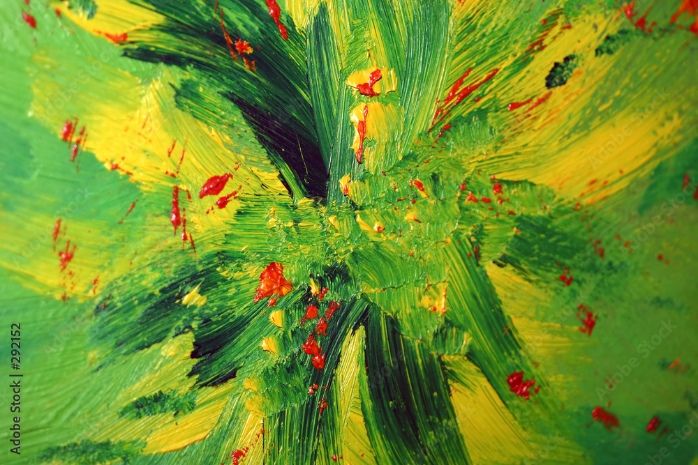 Ταπετσαρία oilpainting green, yellow and red