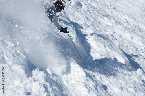 agressive skiing in the powder