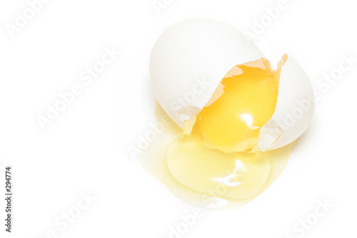 cracked egg over white