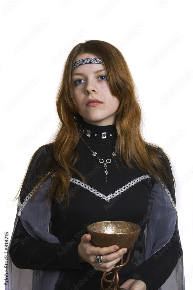 Fotografie woman with old brazen bowl