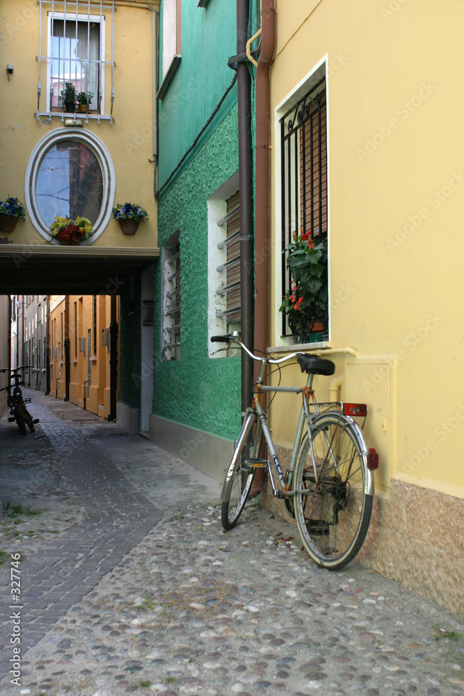 bicycle against a wall