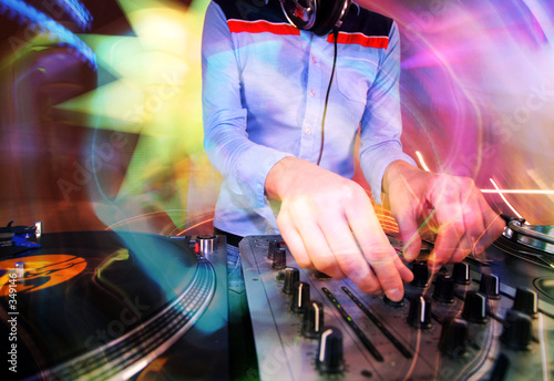 Obraz na plátně funky young female dj closeup