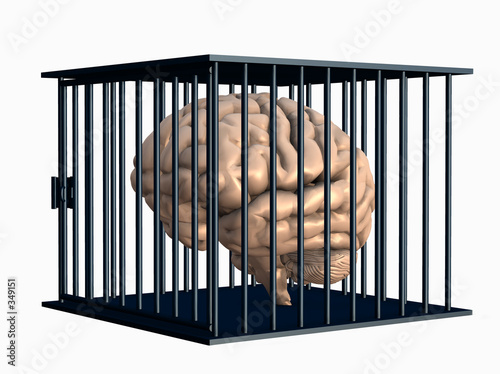 brain trapped in cage. photo