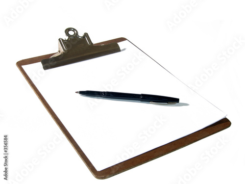 clipboard and pen