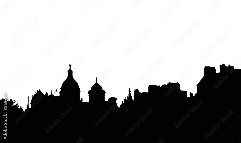black on white city silhouette