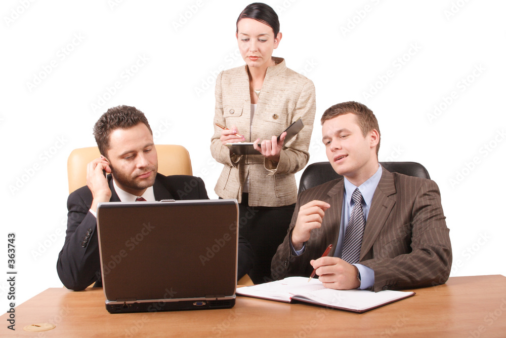 group of 3 business people working together with group of 3 business people working together with