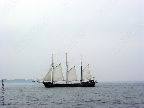 tall ship on a foggy day photo