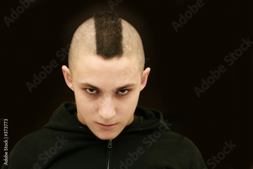 boy with mohawk hair style photo