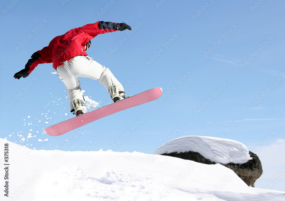 Obraz na plátně snowboarder jumping