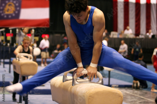 gymnast competing on pommel