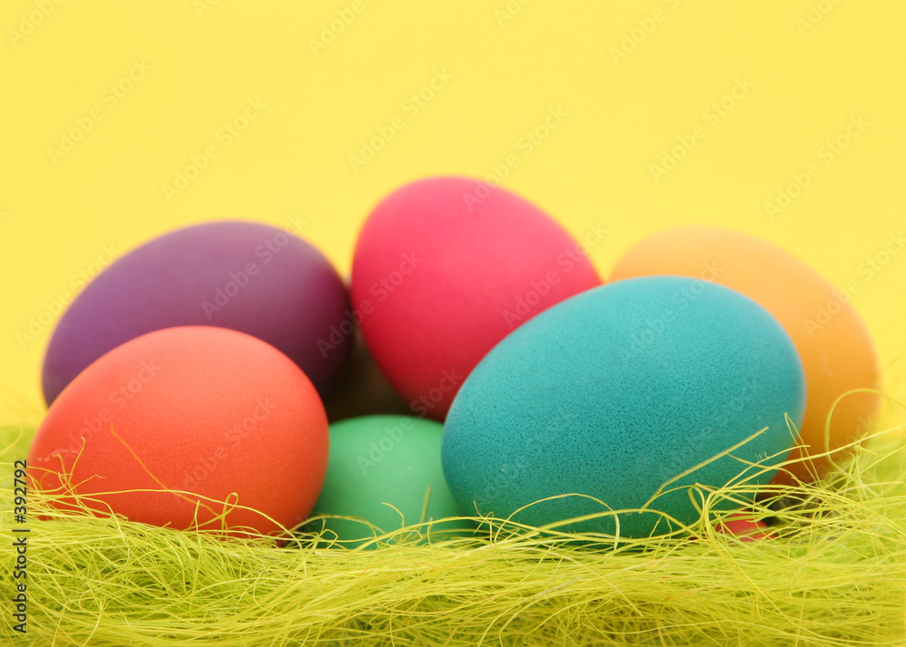 easter eggs in a nest