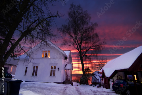 Canvas Print sunset house