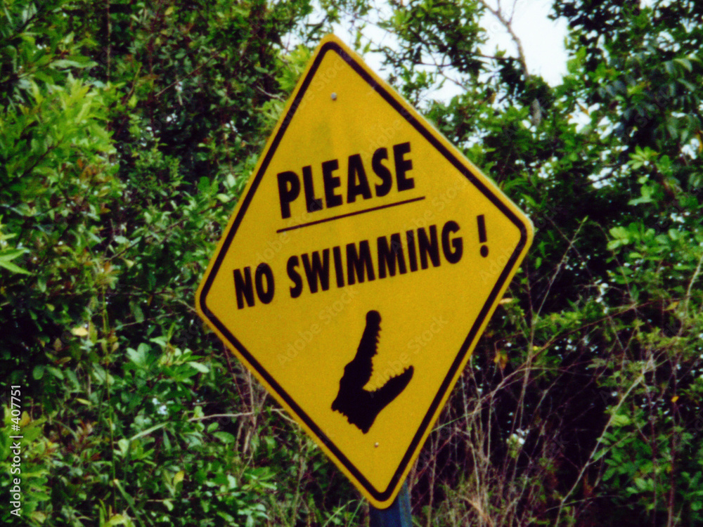 no swimming sign,  everglades, florida