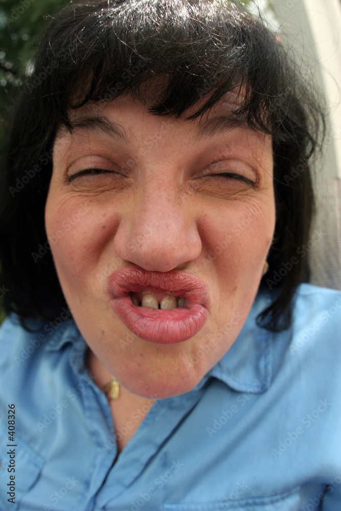 woman with an ugly face Stock Photo