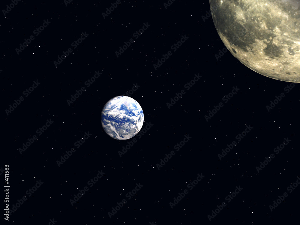 moon and earth