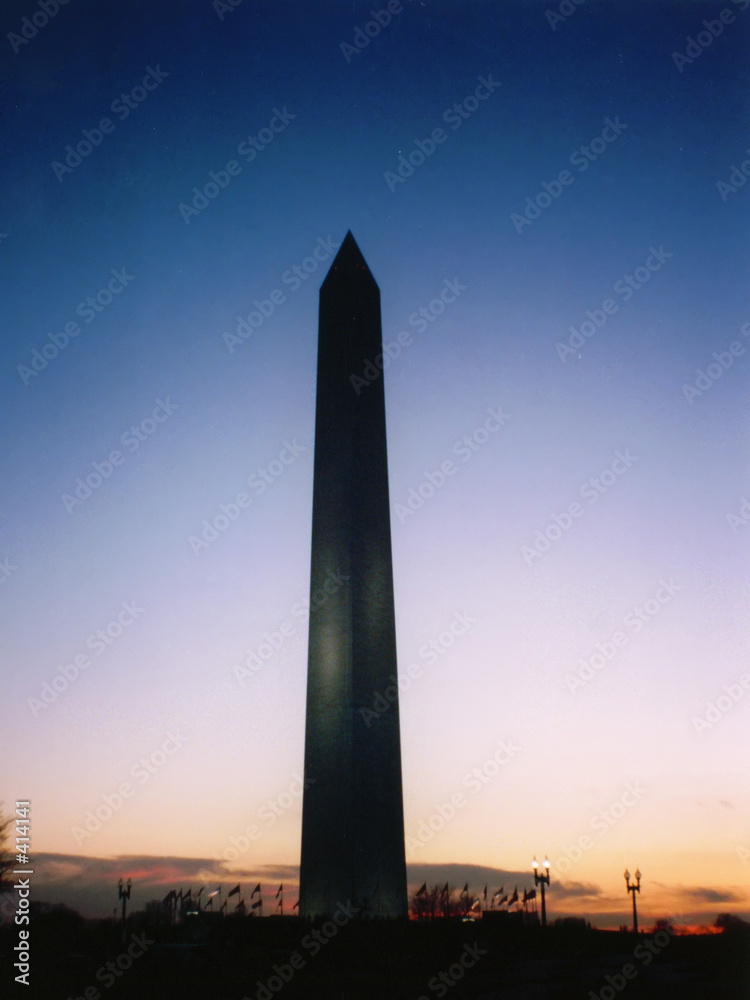 washington monument, washington dc at dusk