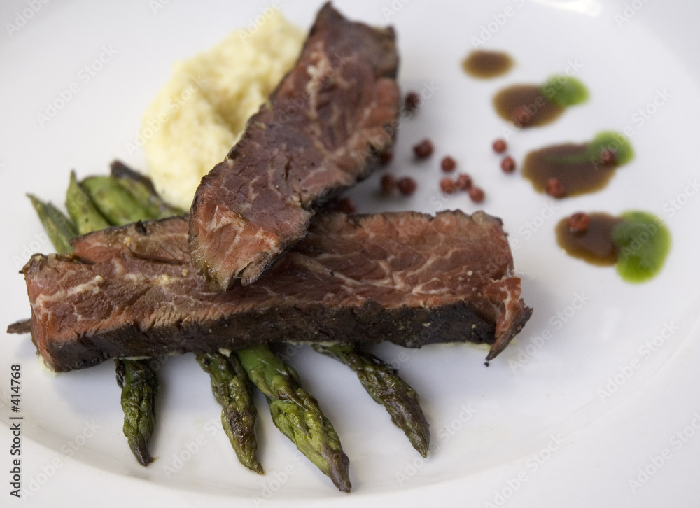 steak with polenta and grilled asparagus