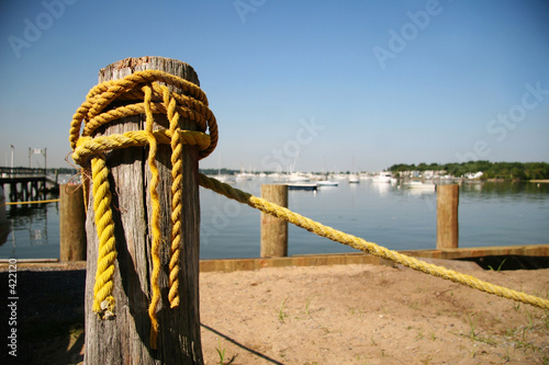old yellow rope at marina