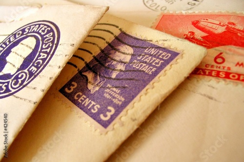 colorful vintage stamps on letters