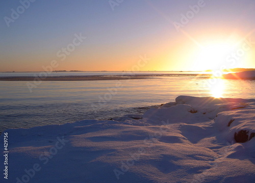 winter sea sunset