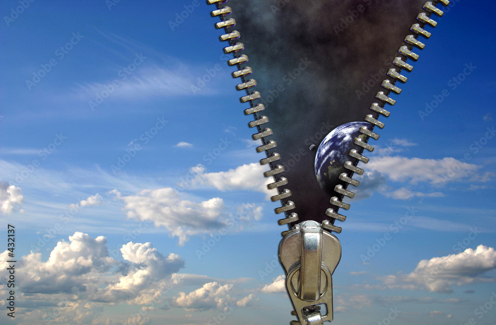 Fotografie zipper concept. discover universe