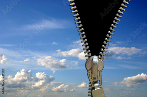 zipper concept. black beyond the sky photo