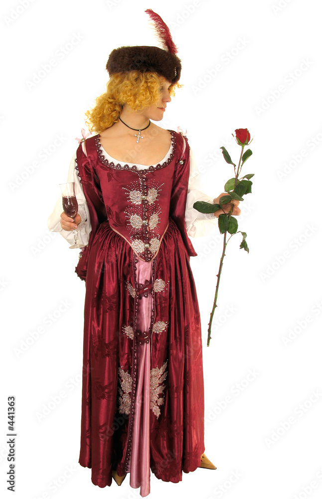 woman in polish clothes with rose