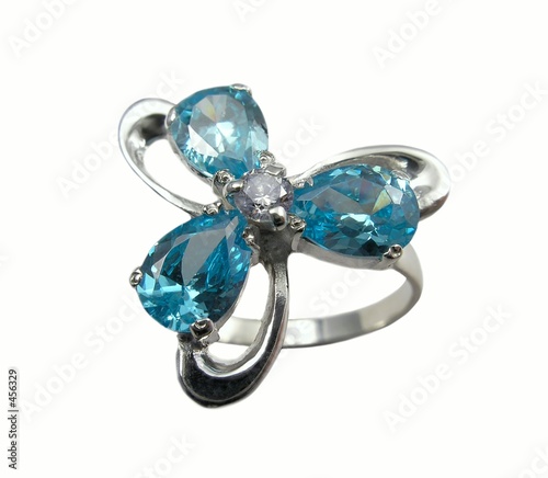jewelry ring with sapphires .isolated