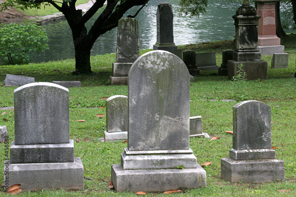 Obraz na plátně gravestones by lake