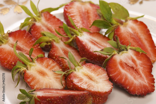 slices of strawberry on a plate