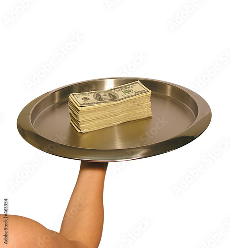 фотографія serving platter with cash