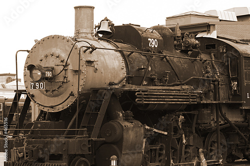 sepia-toned train