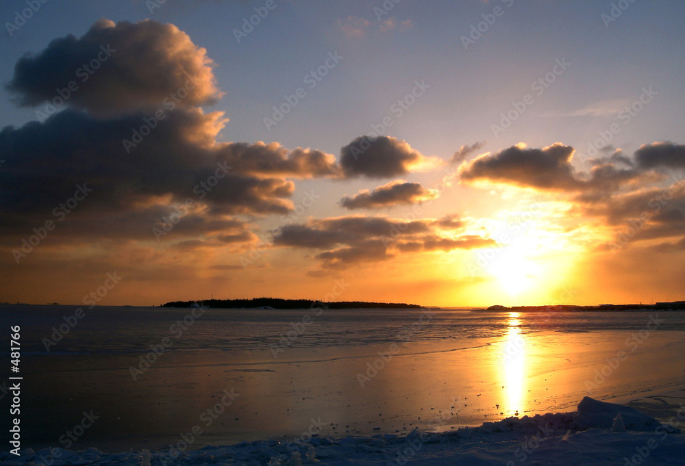winter sea sunset
