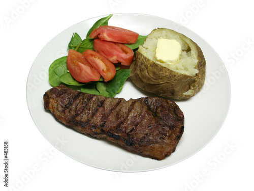 isolated grilled steak dinner