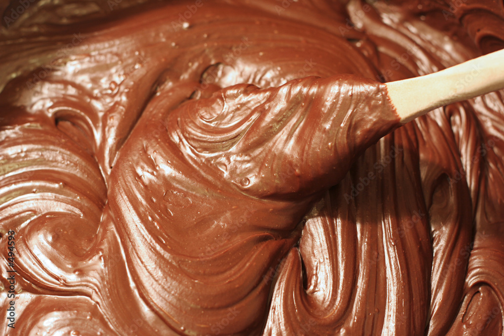 Photography stirring chocolate fudge