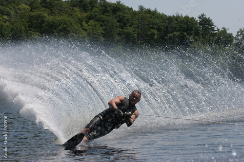 man waterskiing