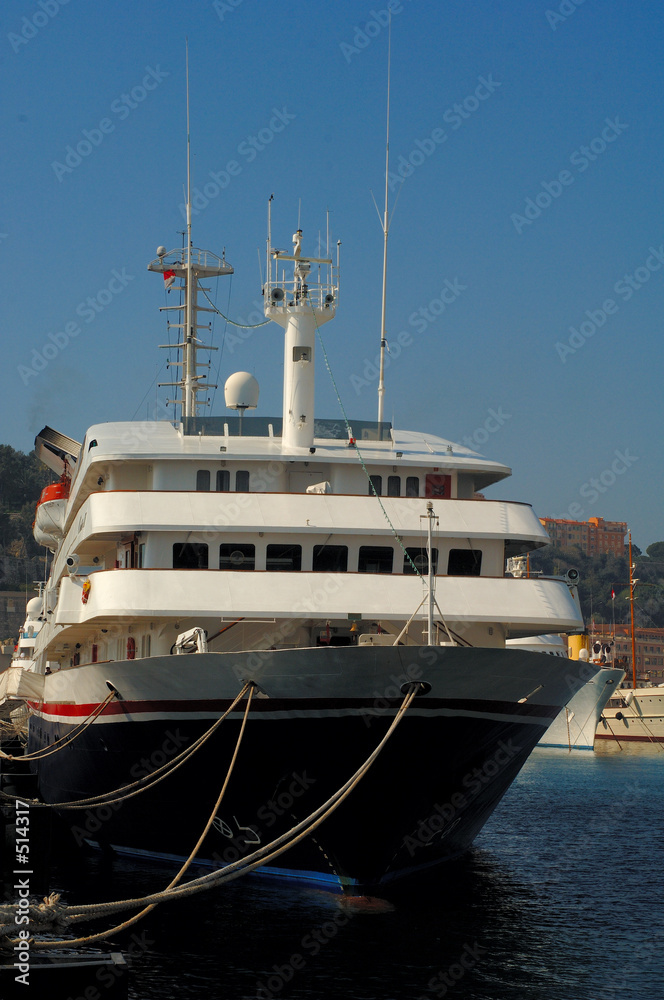 Naklejka premium small cruise ship moored in monte carlo harbour